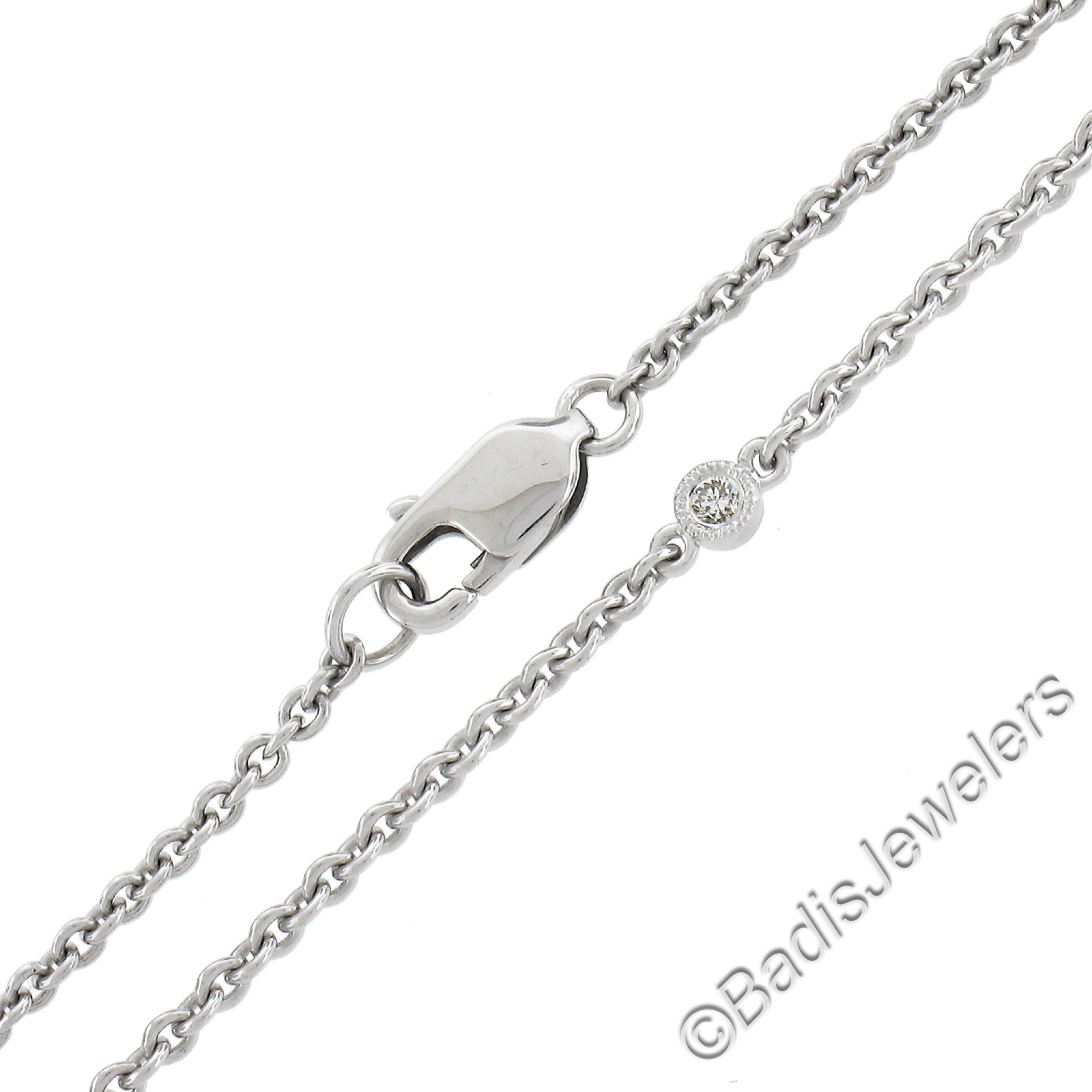 Pendentif pendentif en or blanc avec diamant rond de 0,50ctw sur collier stationnaire de 16 pouces en vente 3