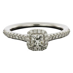 White Gold 0.70 Carat Princess Diamond Halo Engagement Ring