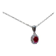White Gold 0.75 Carat Total Weight Diamond and Ruby Necklace White Gold 0.75 Carat Total Weight Diamond and Ruby Necklace