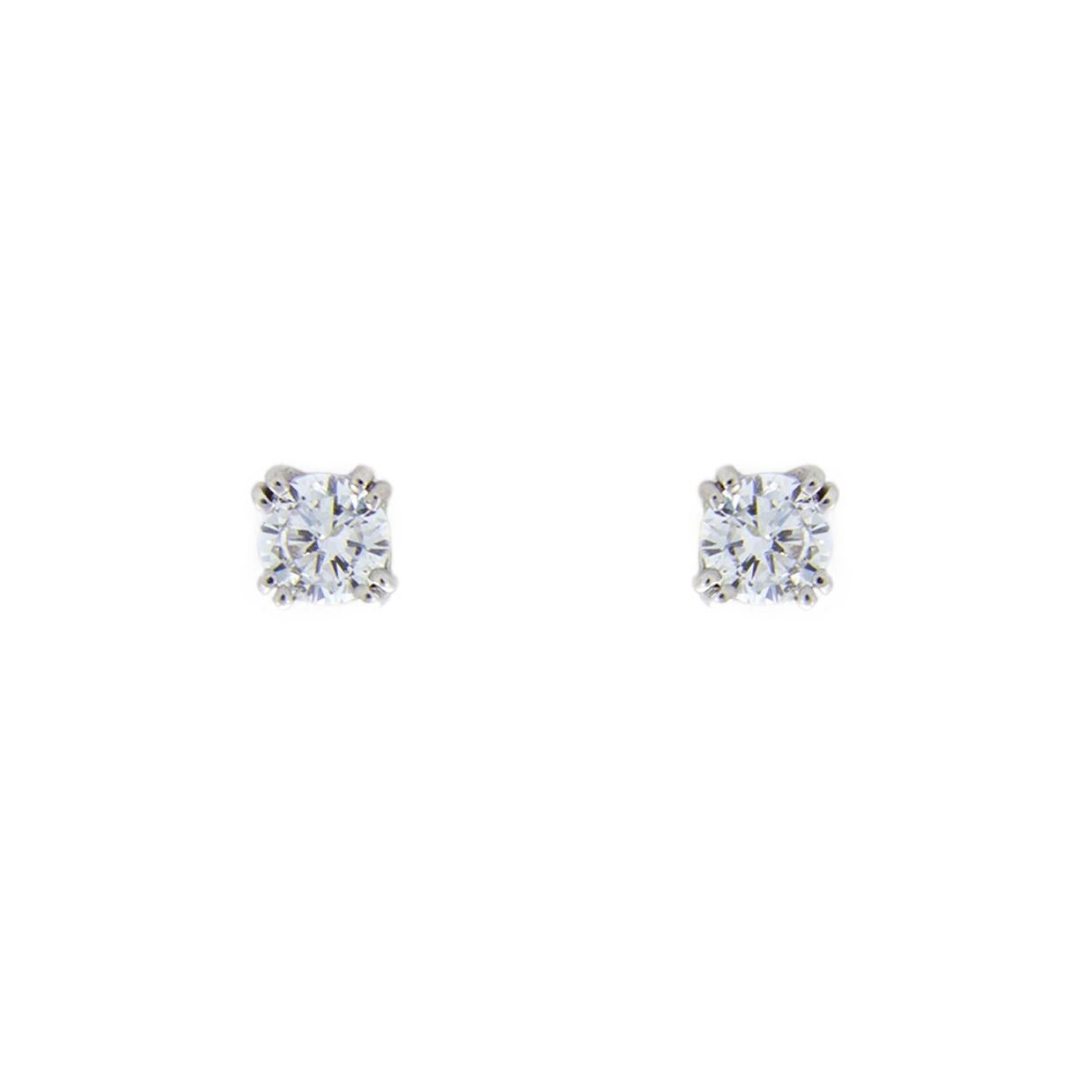 White Gold 0.90 Carat Round Diamond Stud Earrings In Excellent Condition In Columbia, MO