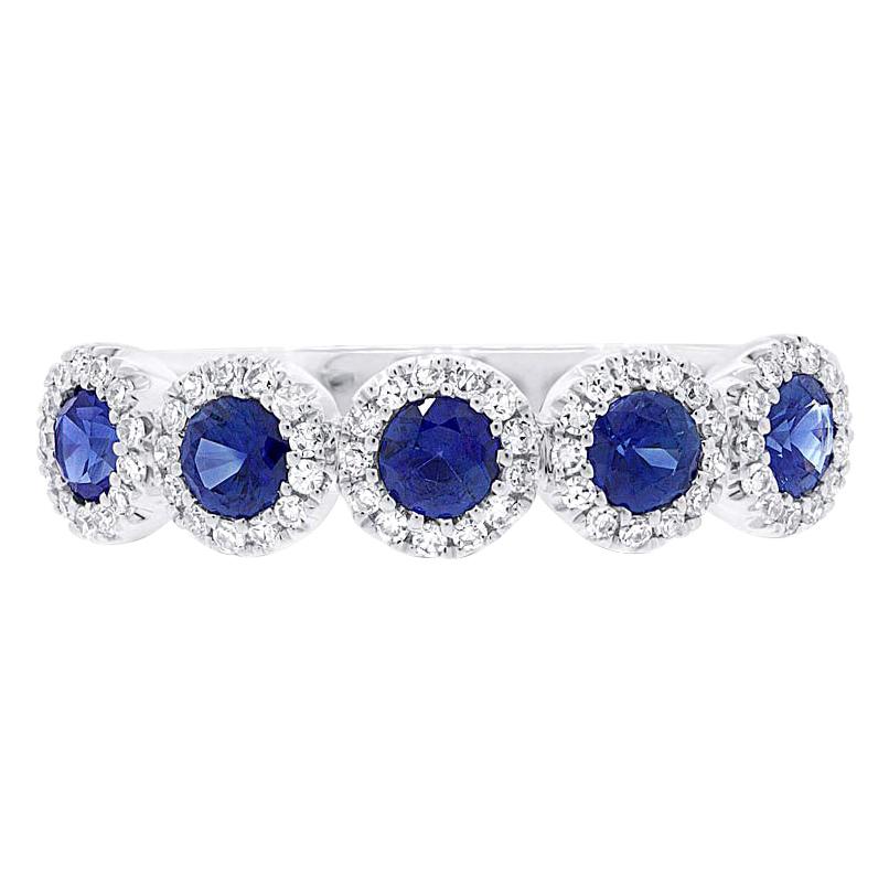 White Gold 0.90 Carat Total Sapphire Diamond Band