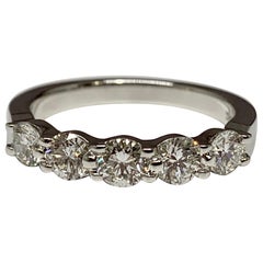 White Gold 1 Carat 5-Stone Diamond Wedding Band