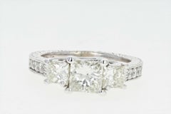 White Gold 1 Carat Princess Cut Diamond 3 Stone Engagement Ring