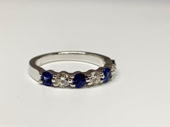 White Gold 1 Carat Total Weight Alternating Sapphire and Diamond Wedding Band