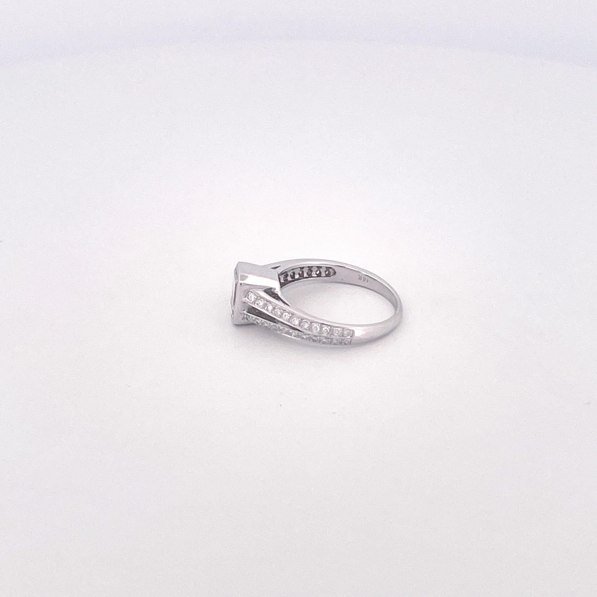 Emerald Cut White Gold 1 CT Diamond Engagement Ring For Sale