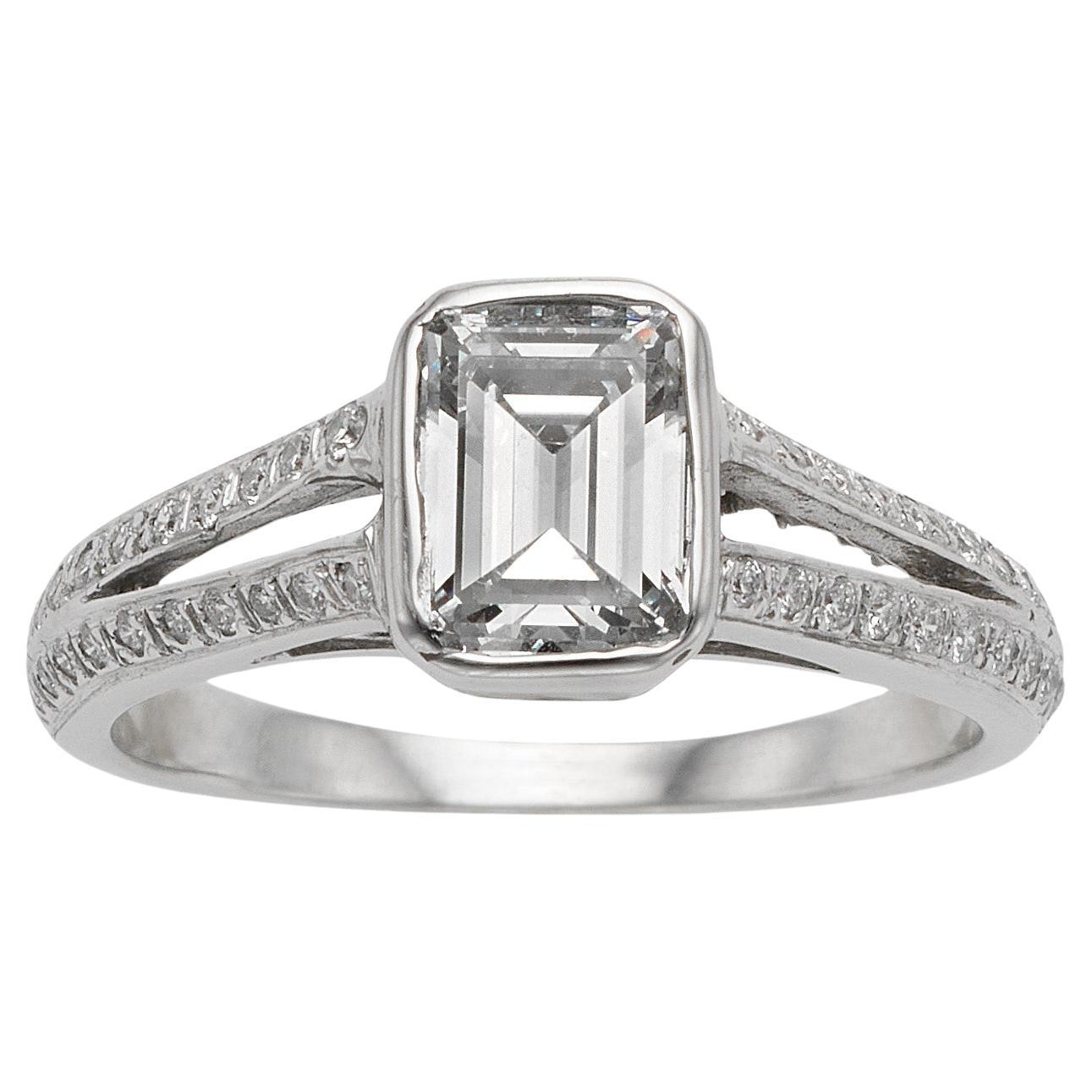 White Gold 1 CT Diamond Engagement Ring For Sale