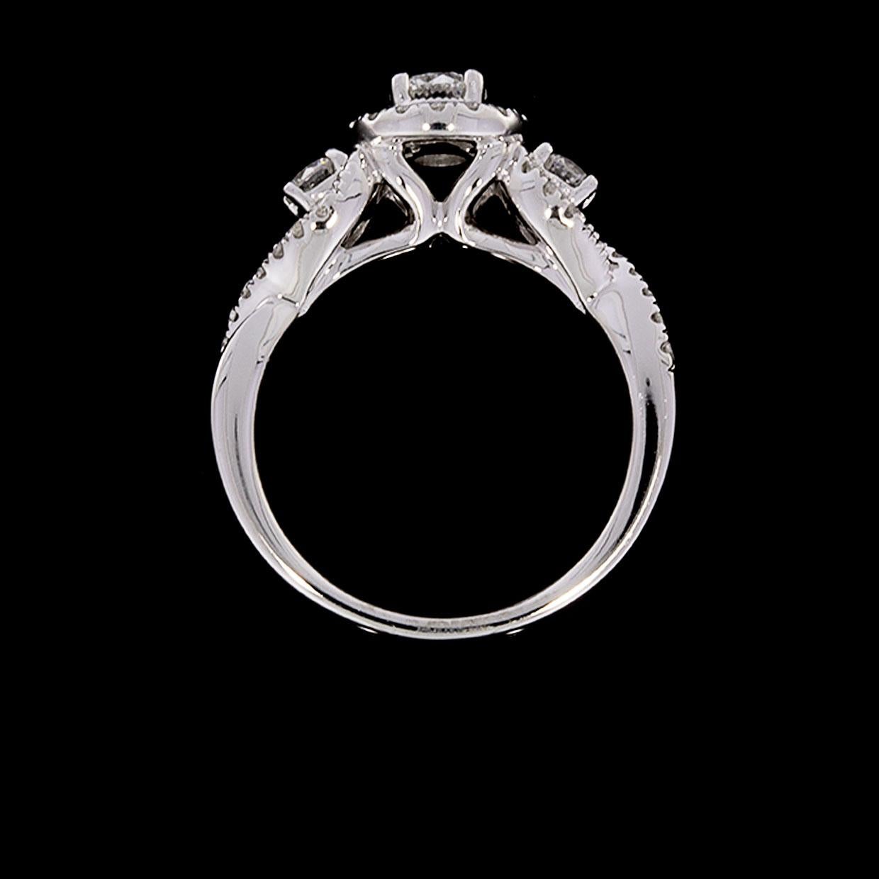 Round Cut White Gold 1.00 Carat Round Diamond Halo Engagement Ring