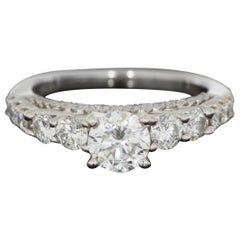 White Gold 1.00 Carat Round Diamond Straight Engagement Ring