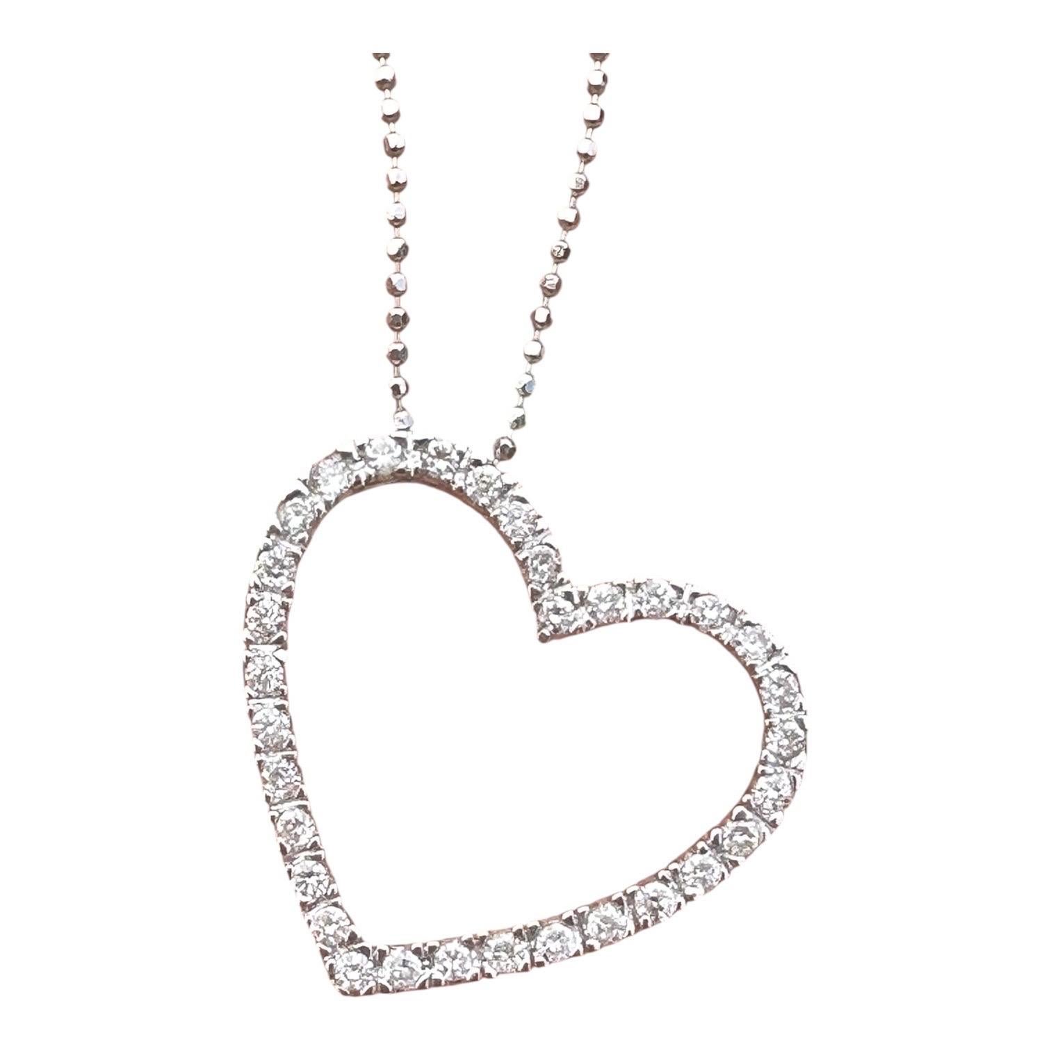 Weißgold 1,00ct Diamant-Herz-Anhänger und Kette