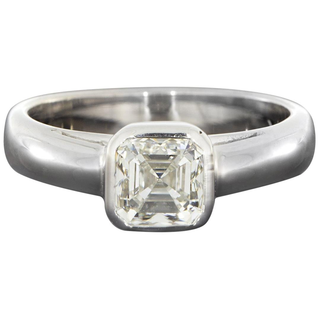 White Gold 1.02 Carat Asscher Diamond Solitaire Engagement Ring