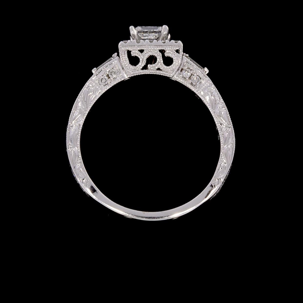 Princess Cut White Gold 1.08 Carat Princess Diamond Halo Engagement Ring