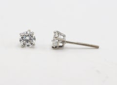 White Gold 1.10 Carat Round Natural Diamond Stud Earrings