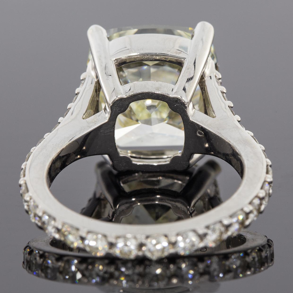 White Gold 11.13 Carat GIA Certified Cushion Diamond Engagement Ring In Excellent Condition In Columbia, MO