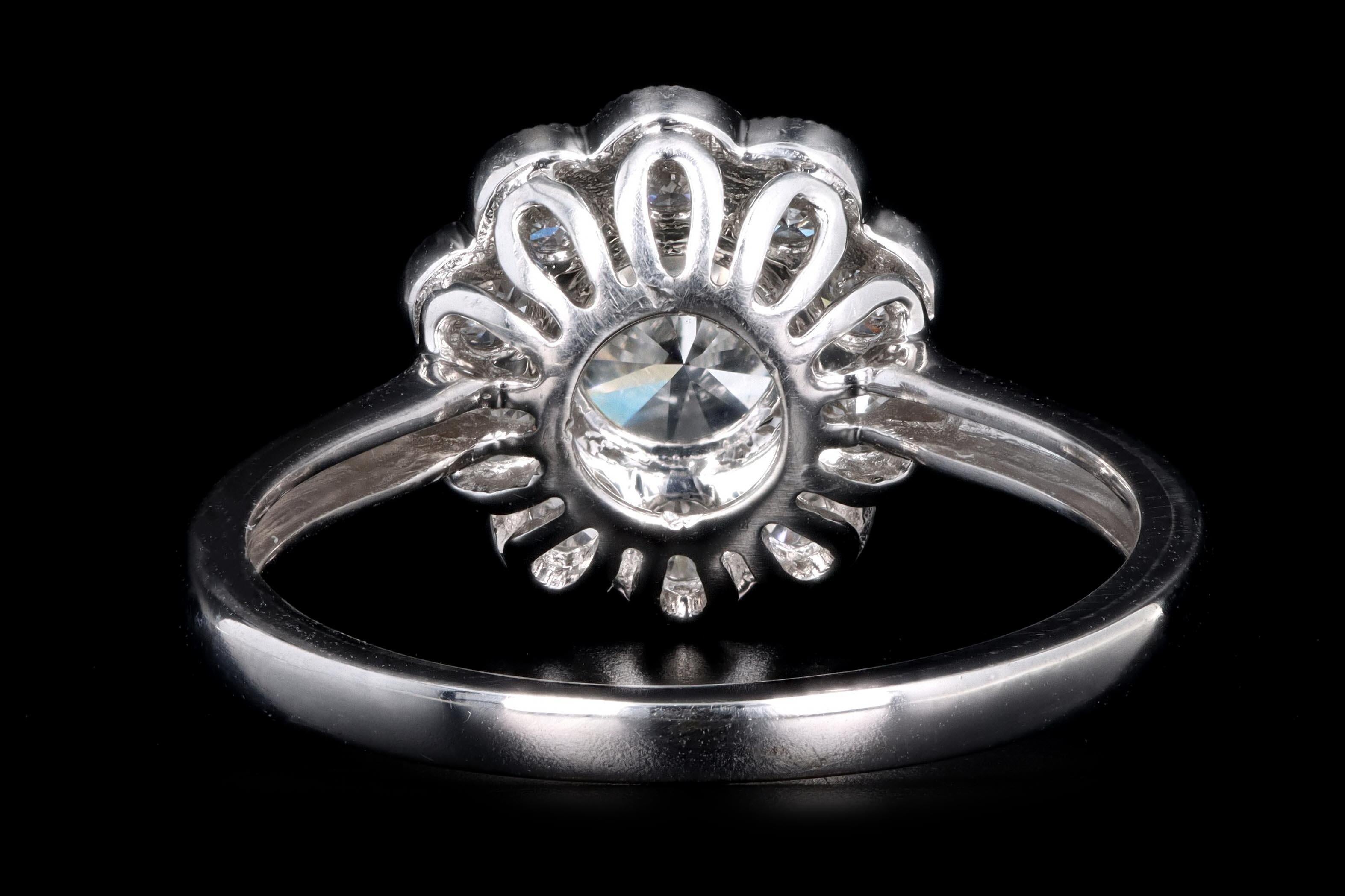 Women's White Gold 1.13 Carat Round Brilliant Diamond Halo Engagement Ring