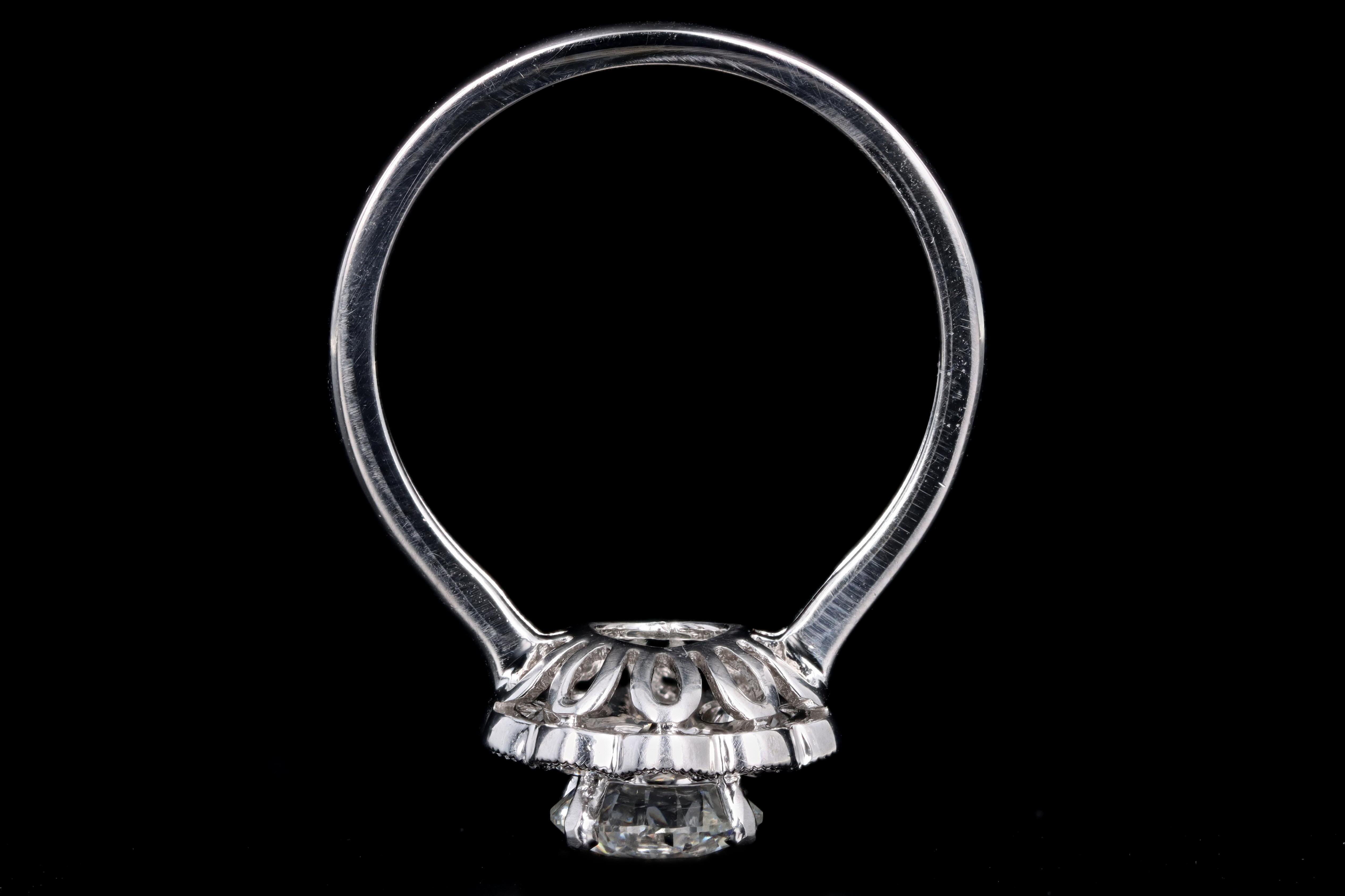 White Gold 1.13 Carat Round Brilliant Diamond Halo Engagement Ring 1