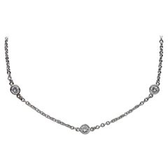 White Gold 1.13 Carat Round Diamond Chain Necklace