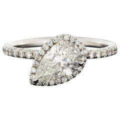 White Gold 1.15 Carat Pear Diamond Halo Engagement Ring