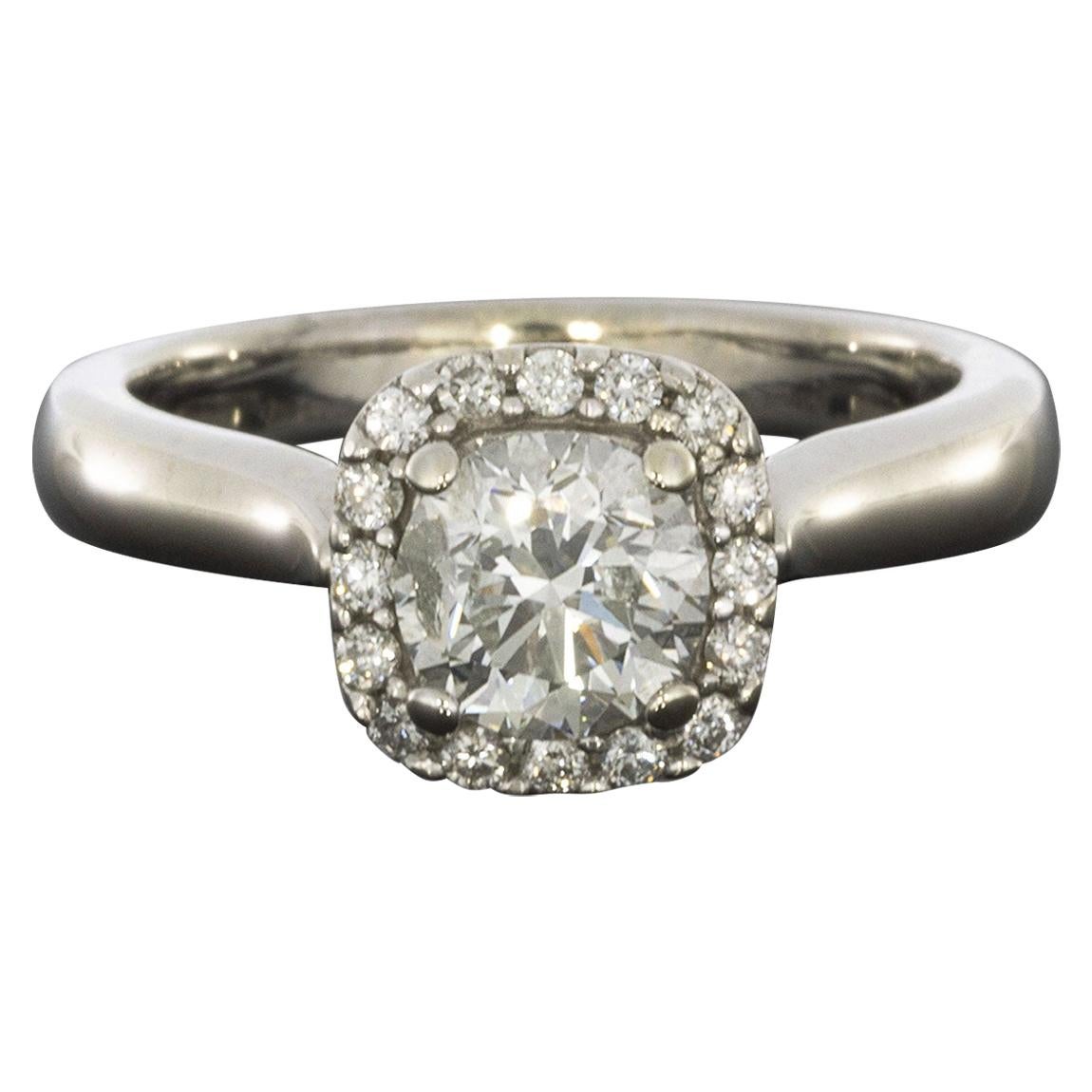 White Gold 1.15 Carat Round Diamond Halo Engagement Ring