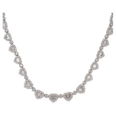 White Gold 11.65 Carat Diamond Heart Shaped Link Necklace 18 Karat in Stock