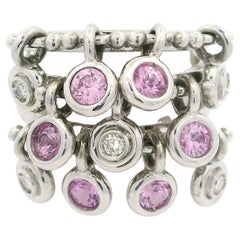 Or blanc 1.18ctw Pink Sapphire & Diamond Dangle 11.4mm Wide Confetti Band Ring