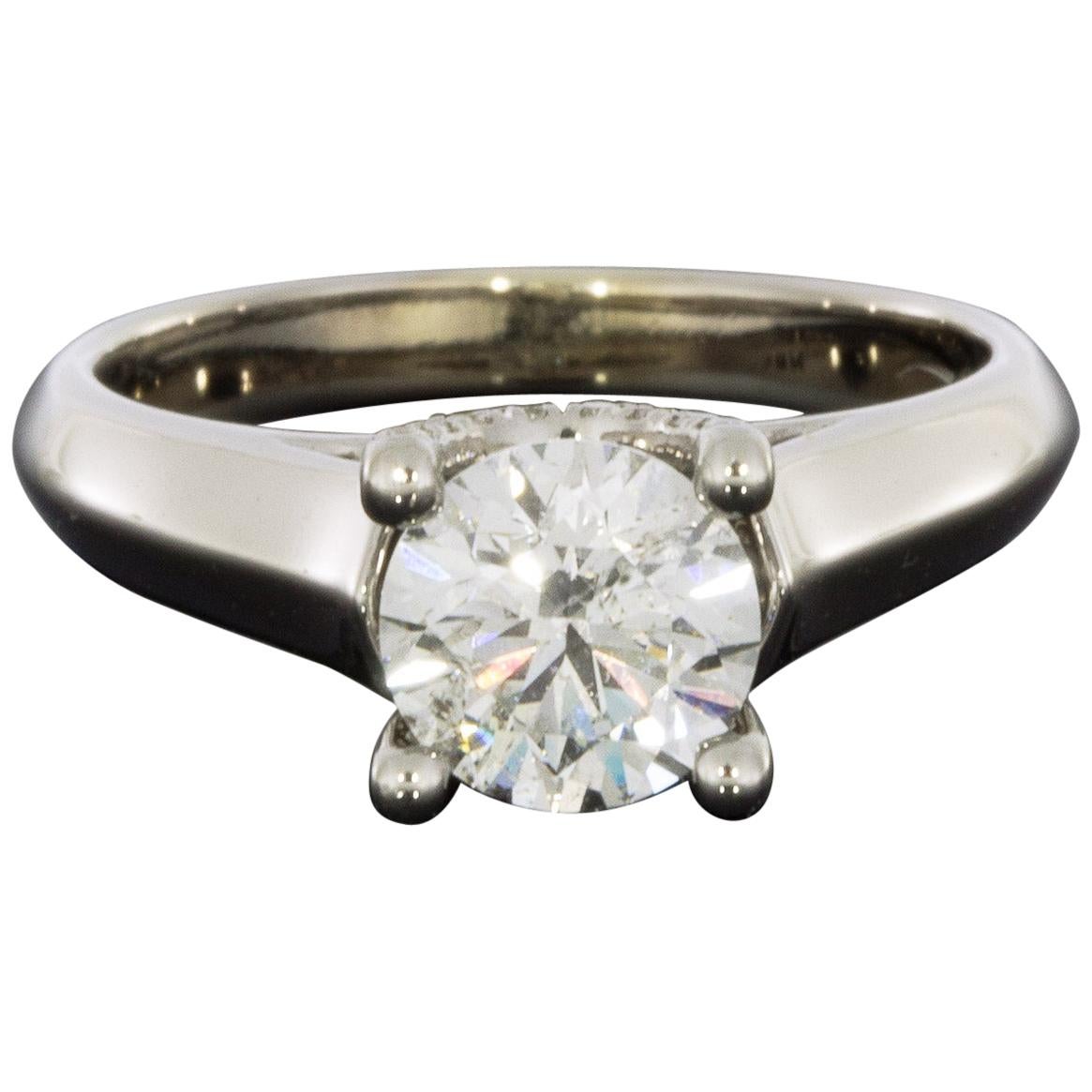 White Gold 1.22 Carat Round Diamond Solitaire Engagement Ring For Sale