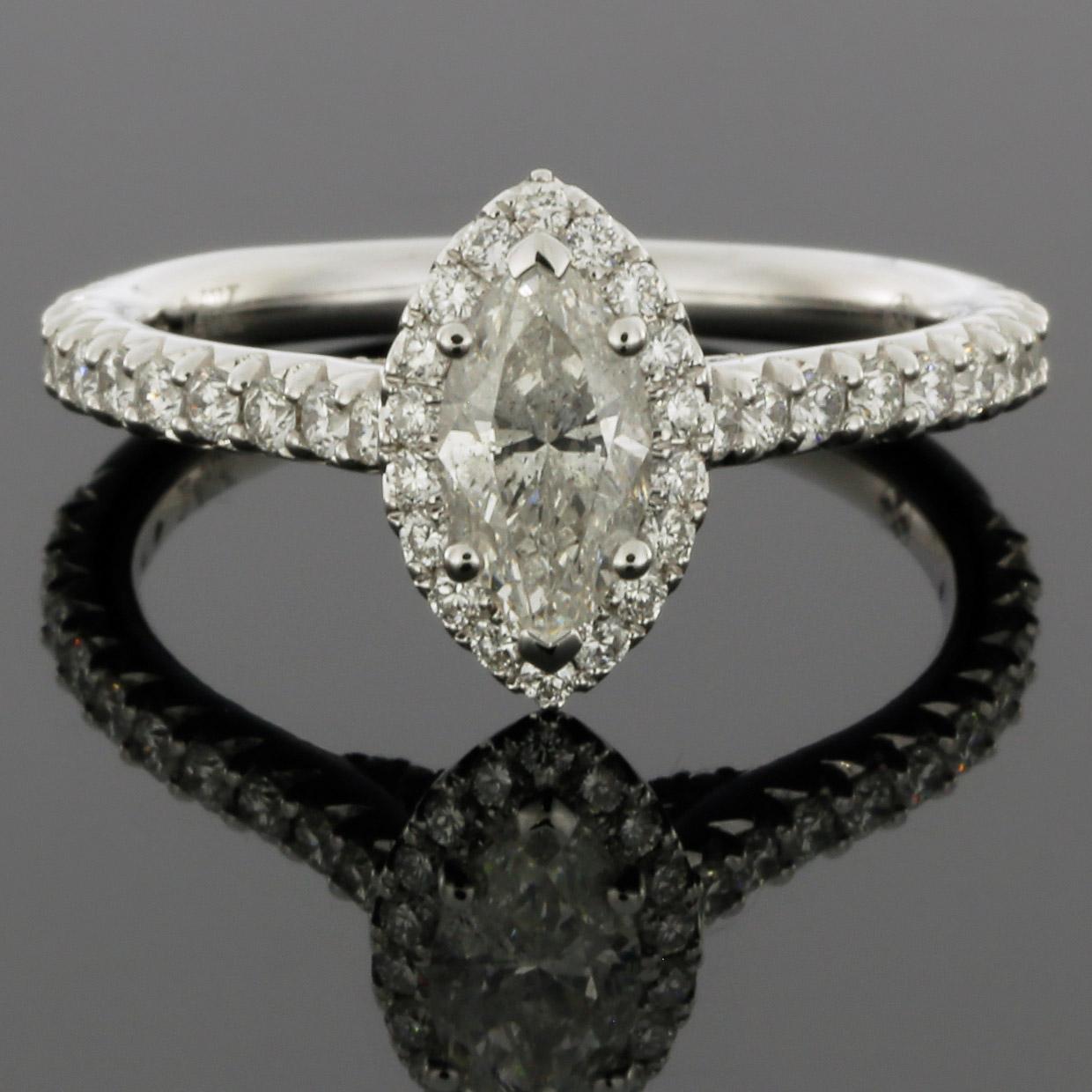 Marquise Cut White Gold 1.25 Carat Marquise Diamond Halo Engagement Ring