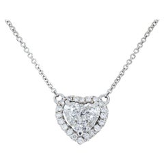 White Gold 1.40 Carat Heart Diamond Halo Necklace