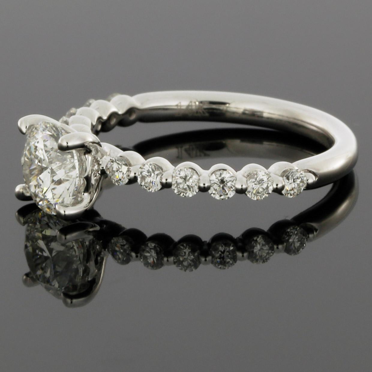 White Gold 1.43 Carat Round Diamond Solitaire Engagement Ring In Excellent Condition In Columbia, MO