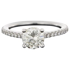 White Gold 1.48 Carat Round Diamond Straight Engagement Ring