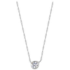 White Gold 15-Point Diamond Bezel Set in Pendant Necklace