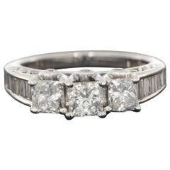 White Gold 1.50 Carat Princess Diamond Three-Stone Engagement Ring