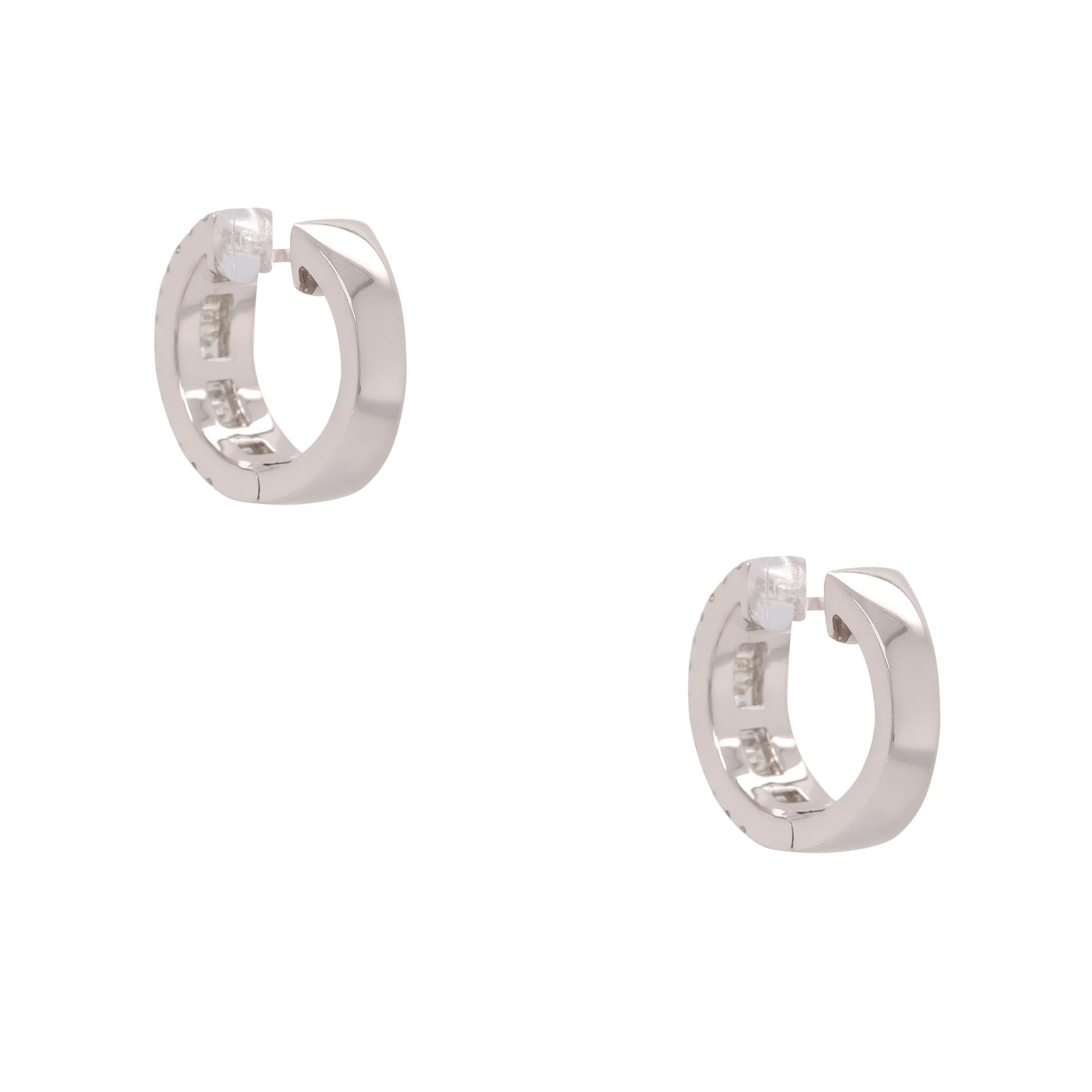 1.79 Carat Diamond Three Column Hoop Earrings 18 Karat in Stock  In New Condition For Sale In Boca Raton, FL