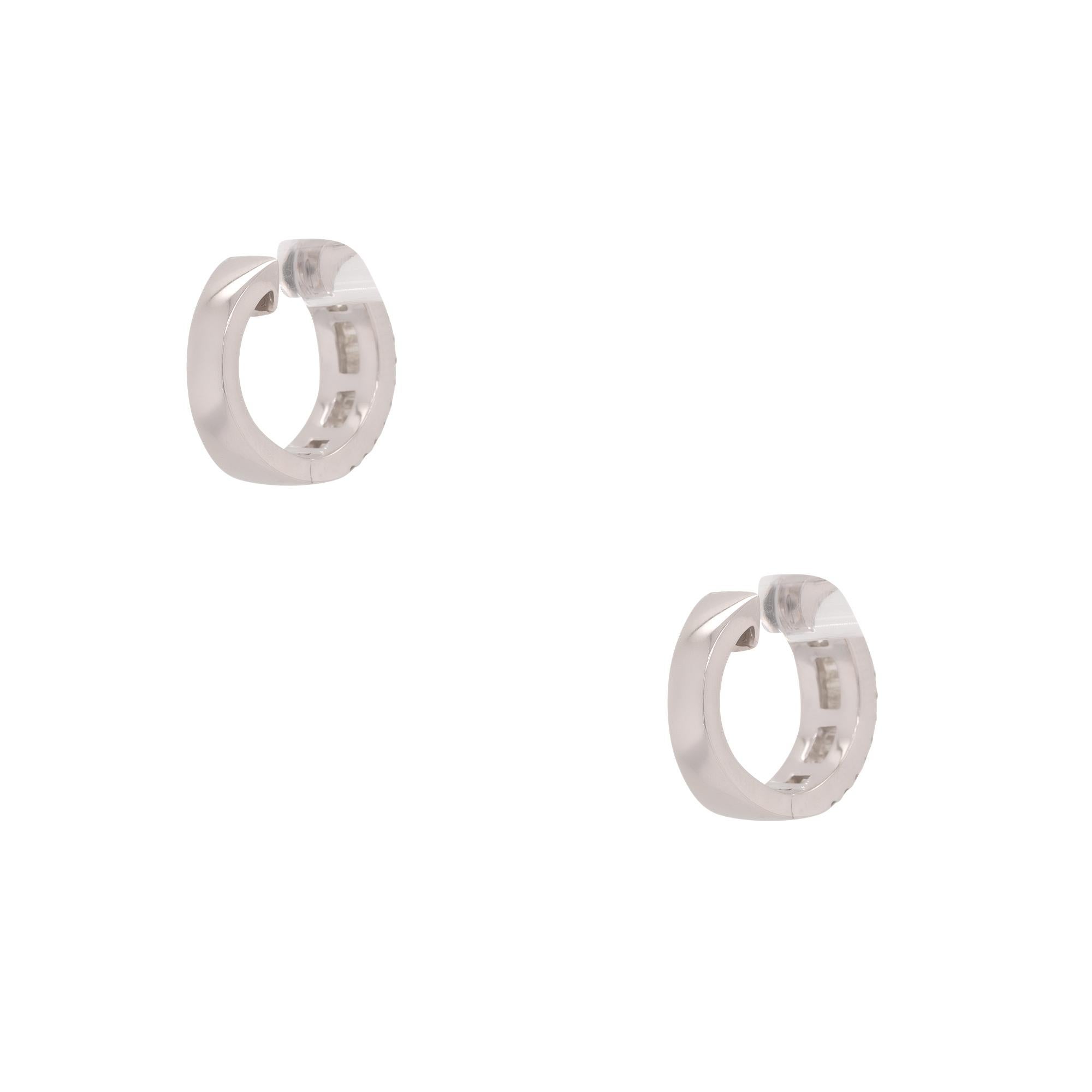 Women's 1.79 Carat Diamond Three Column Hoop Earrings 18 Karat in Stock  For Sale