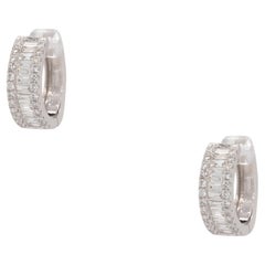 1.79 Carat Diamond Three Column Hoop Earrings 18 Karat in Stock 