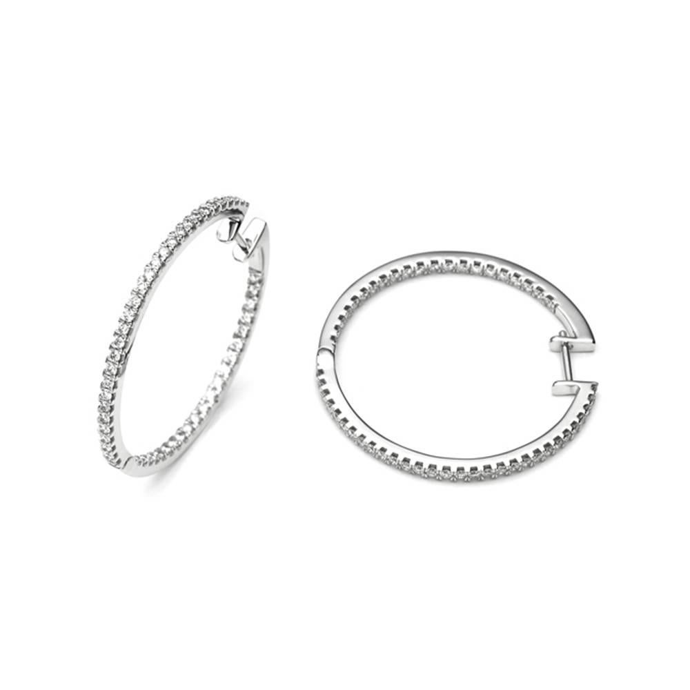 Elegant and Modern White Gold and Diamonds Hoop Earrings.
White Gold 18 Carat 
102 Diamonds Purity SI Form Brilliant 0, 95 Carat