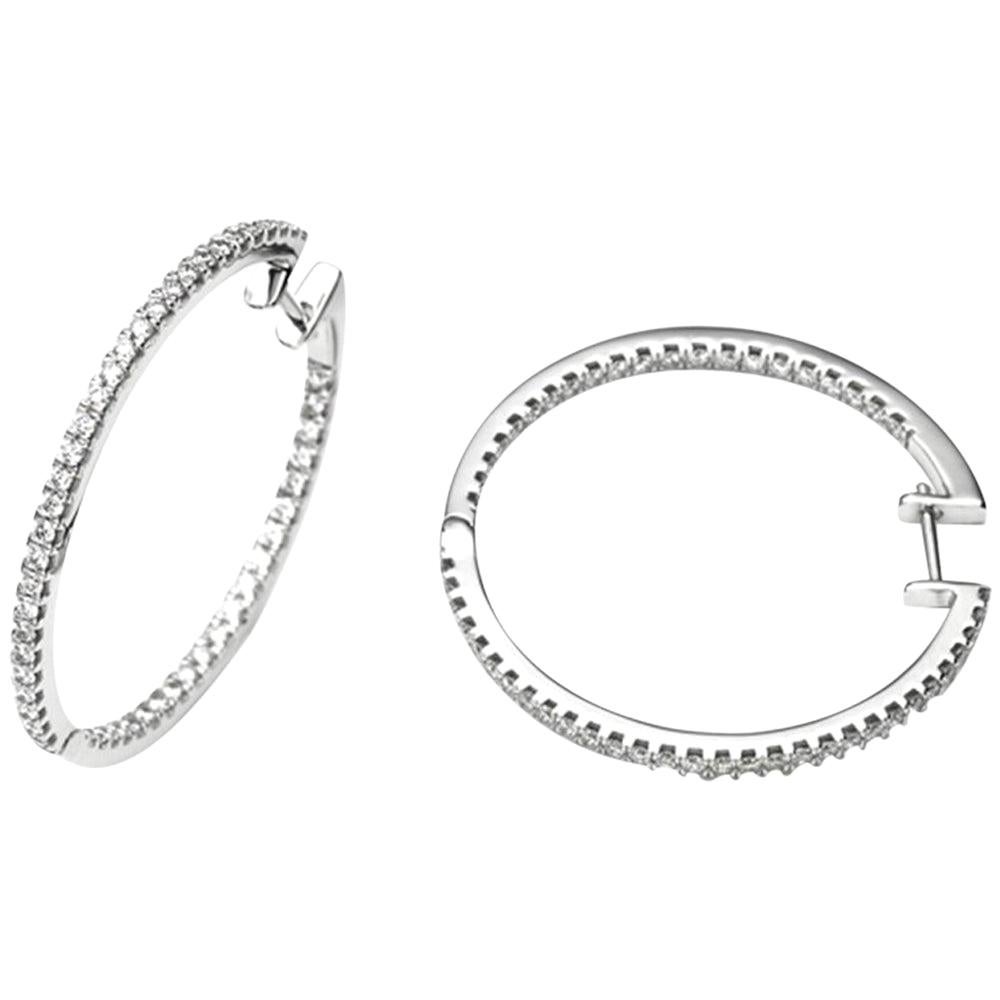 .60 Carat Diamond White Gold Small Hoop Earrings at 1stDibs small