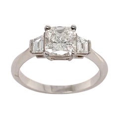 White Gold 18 Karat and Diamond Certified Color F on Engagement Ring