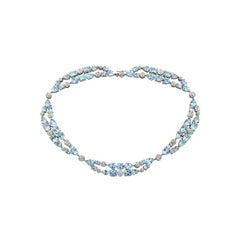 White Gold 18 Karat Diamond Topaz Feminine Tender Necklace