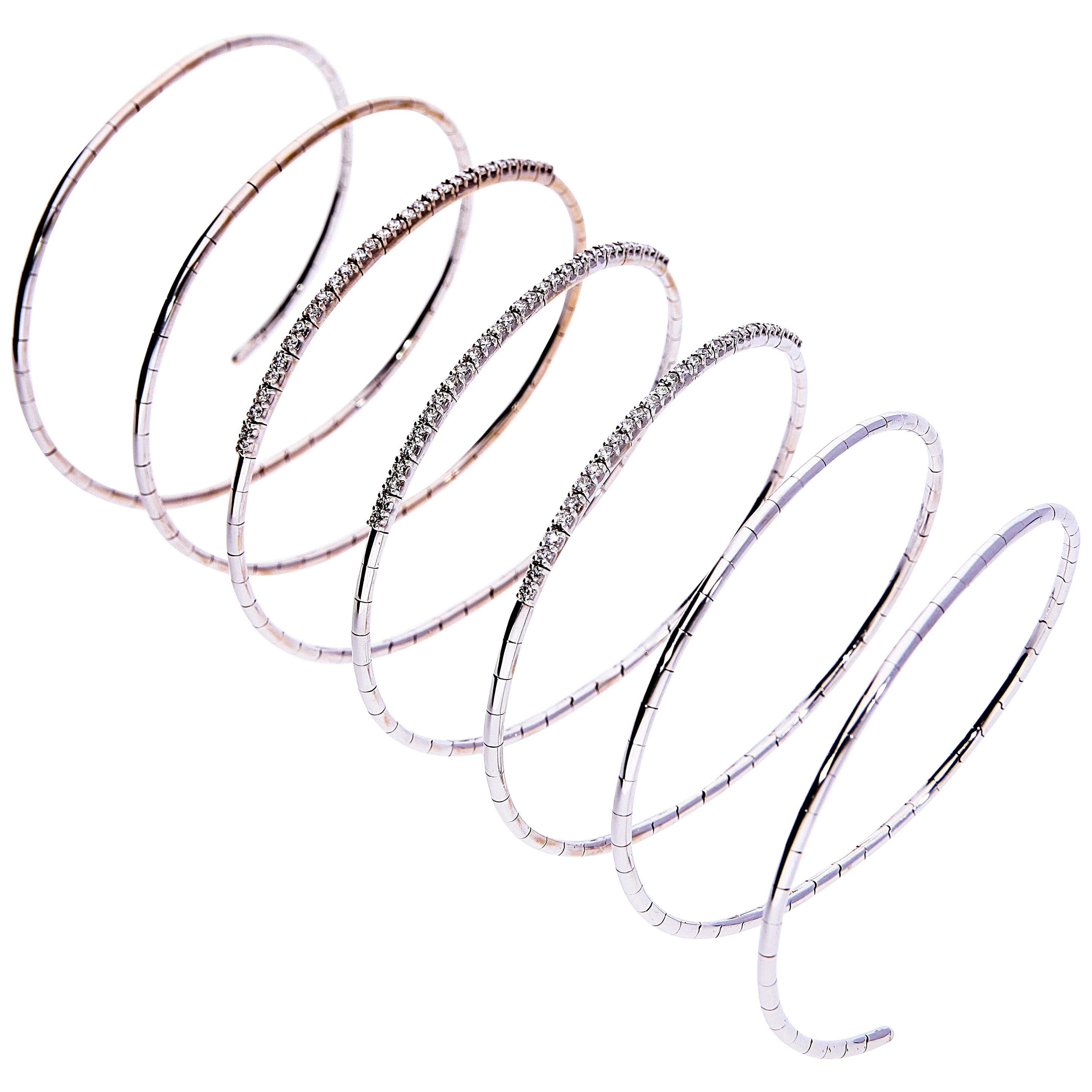 White Gold 18 Karat Extendable Elastic Bracelet with Diamonds For Sale