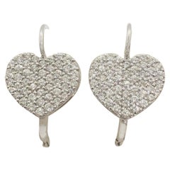 White Gold 18 Karat Heart Diamonds Earrings