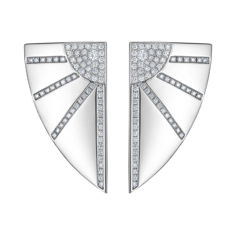 Brilliant Cut 0.74 Carat Diamonds White Gold 18K Art Déco Earrings For Sale