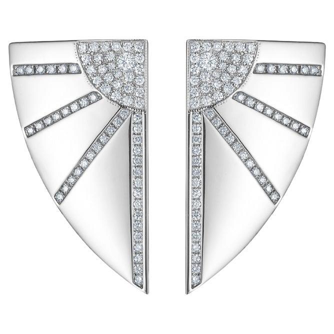 0.74 Carat Diamonds White Gold 18K Art Déco Earrings For Sale