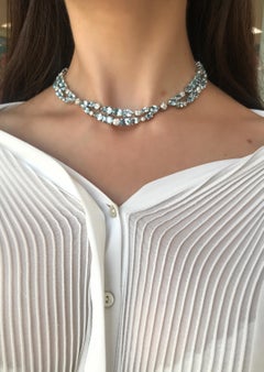 Weißgold 18 Karat Diamant Topas Feminine Tender Halskette