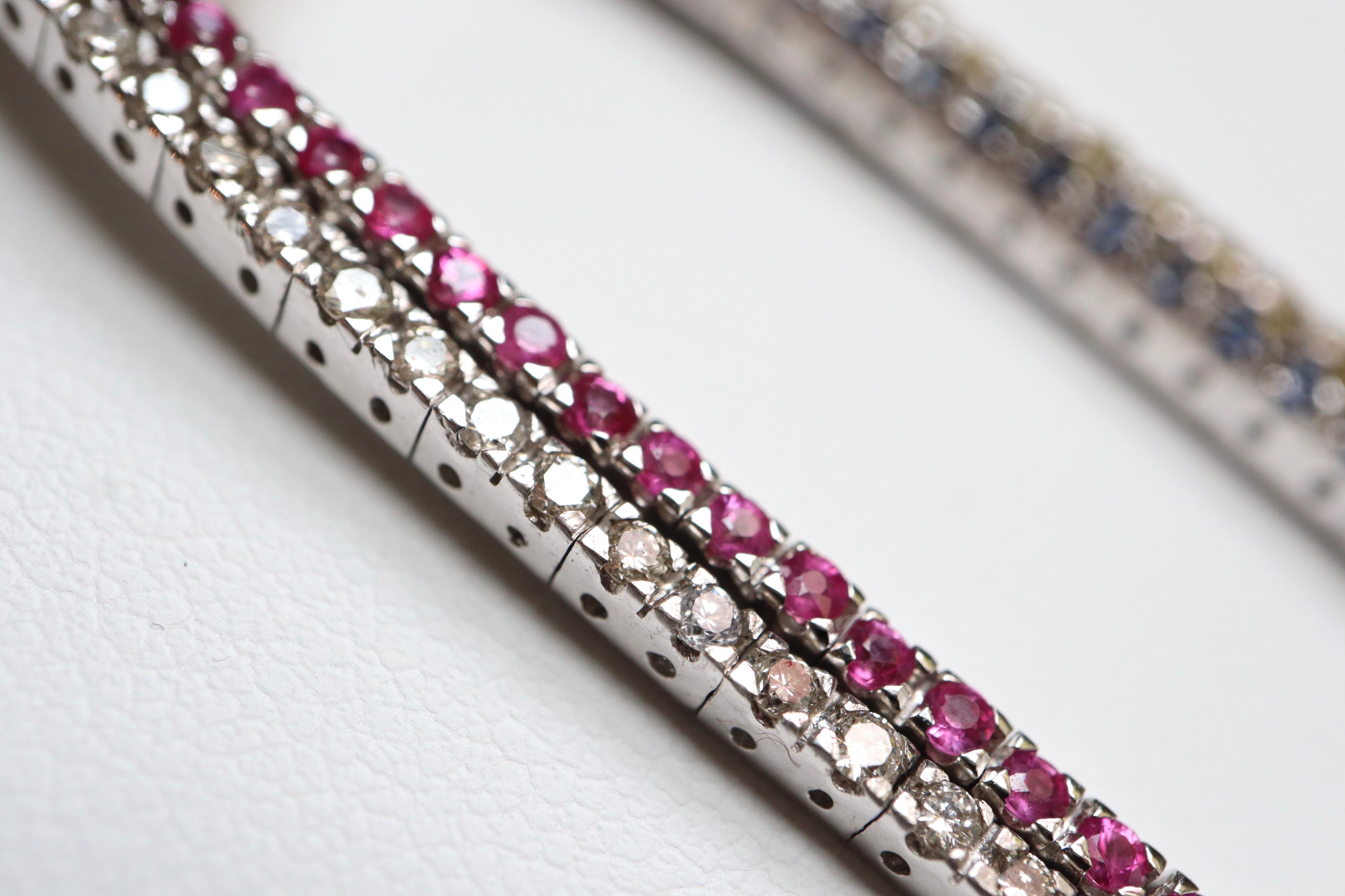 Collana flessibile in oro bianco 18 carati con diamanti e zaffiro in vendita 2