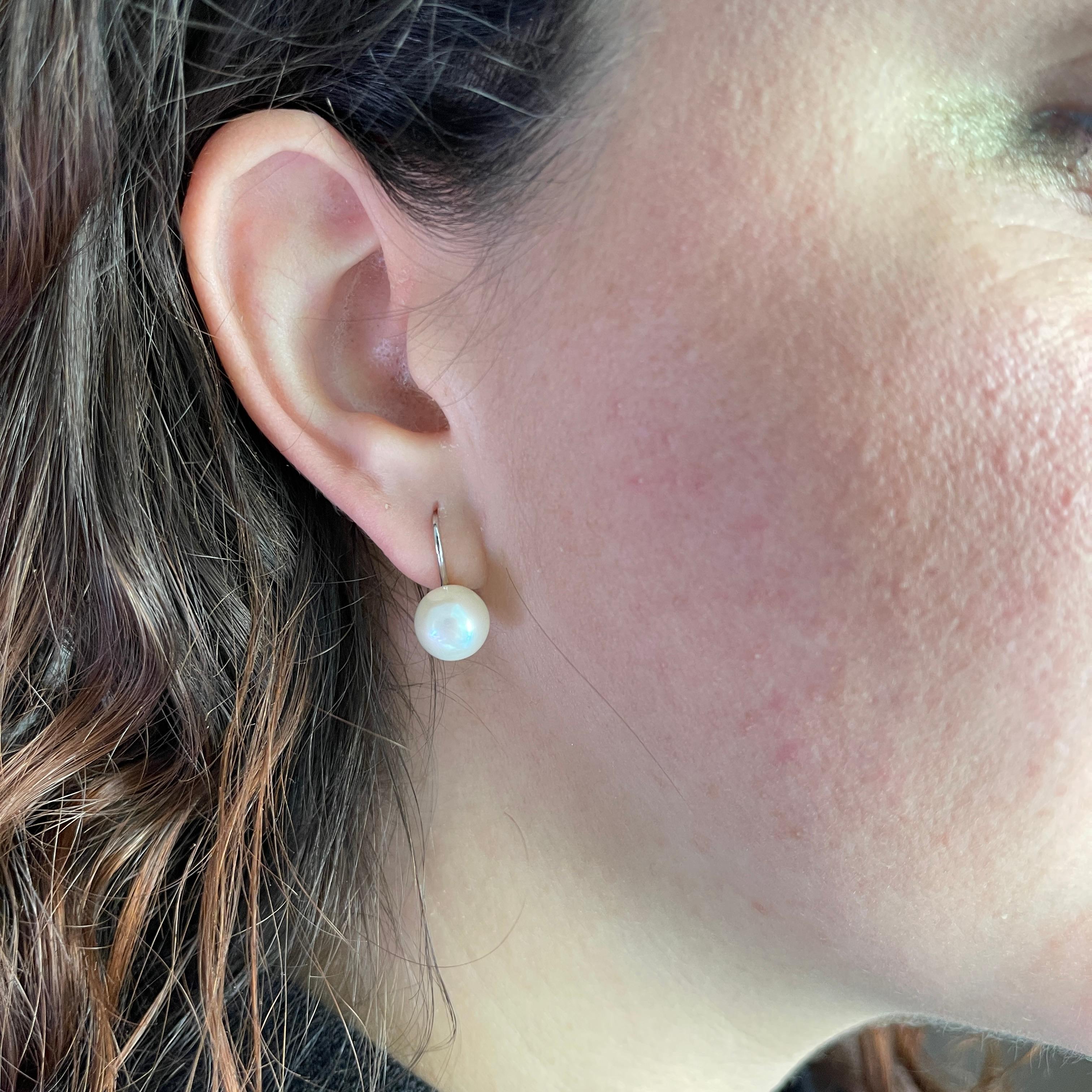White Gold 18kt Pearl Earrings In New Condition For Sale In Bergamo, BG