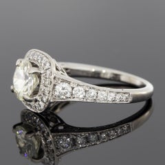 White Gold 1.90 Carat Round Diamond Halo Engagement Ring & Wedding Band Set
