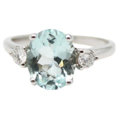 White Gold 1.92 Aquamarine Diamond Ring