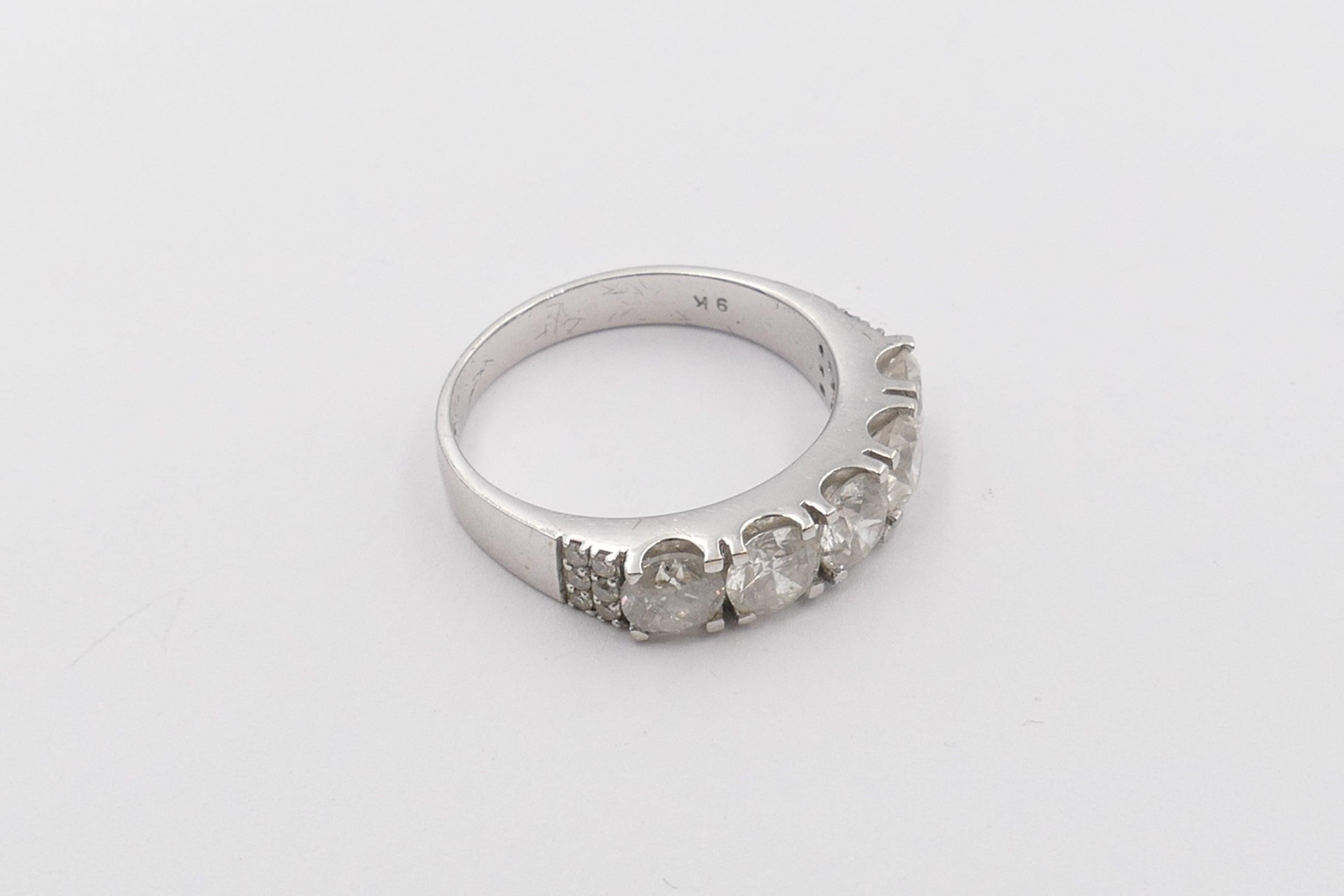 Modern White Gold 2 Carat, 5-Stone Diamond Engagement, Dress Ring or Stand Alone Wedder