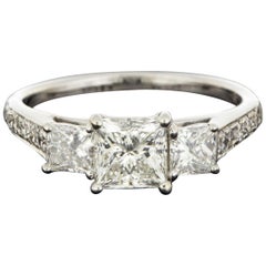 White Gold 2.00 Carat Princess Diamond Three-Stone Engagement Ring