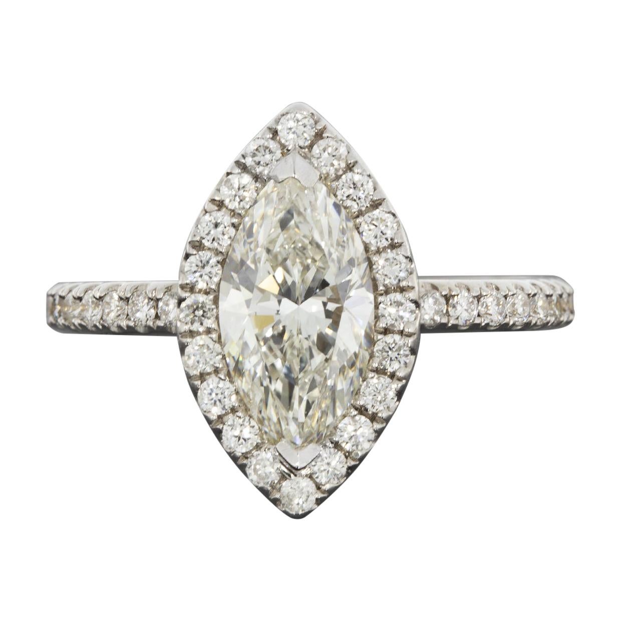 White Gold 2.01 Carat Round Diamond Halo Engagement Ring